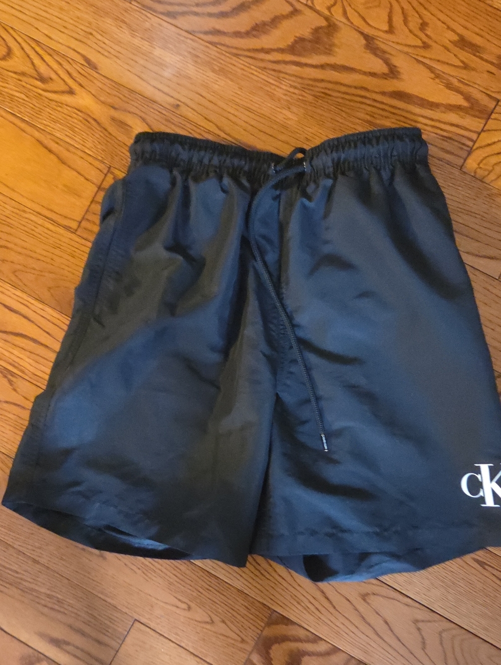 Calvin Klein Black Athletic Swim Shorts with CK Logo
